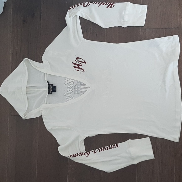 Harley Davidson long sleeve hooded shirt womens medium - Picture 1 of 4